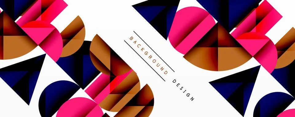 Minimal geometric abstract background. Circle square and triangle design Illustrazione stock