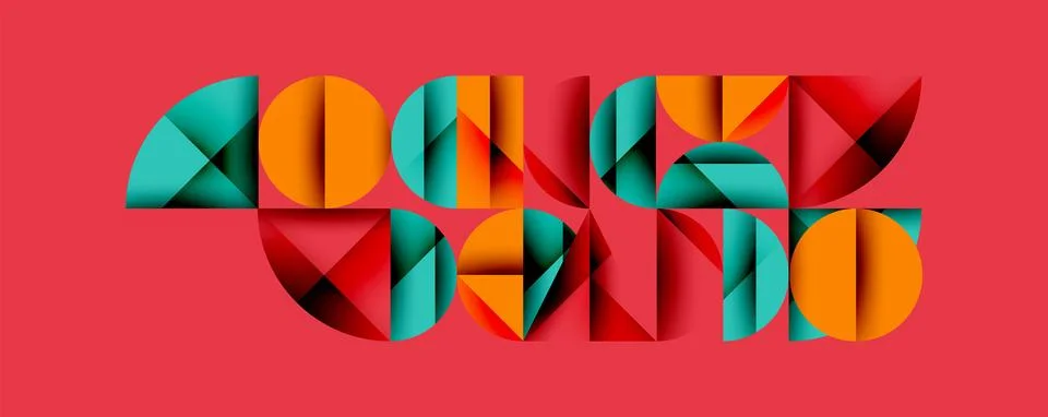 Minimal geometric abstract background. Circle square and triangle design Illustrazione stock