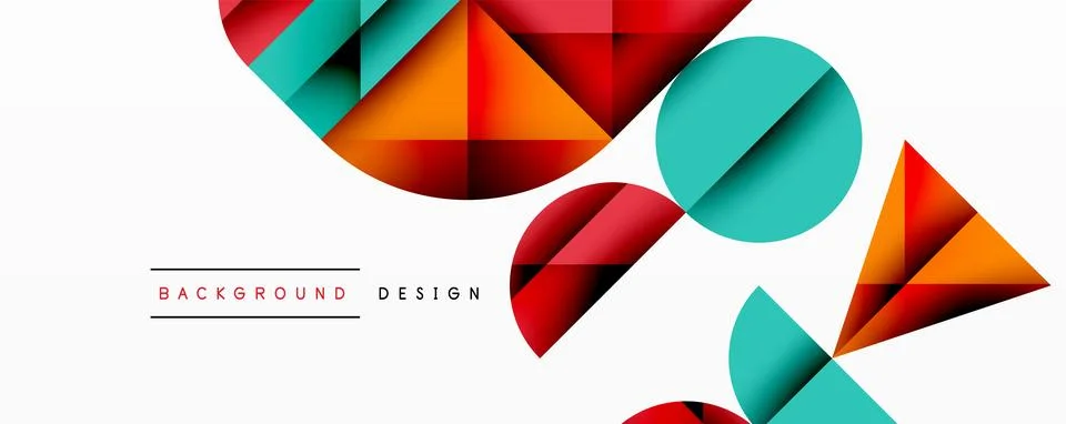 Minimal geometric abstract background. Circle square and triangle design Illustrazione stock