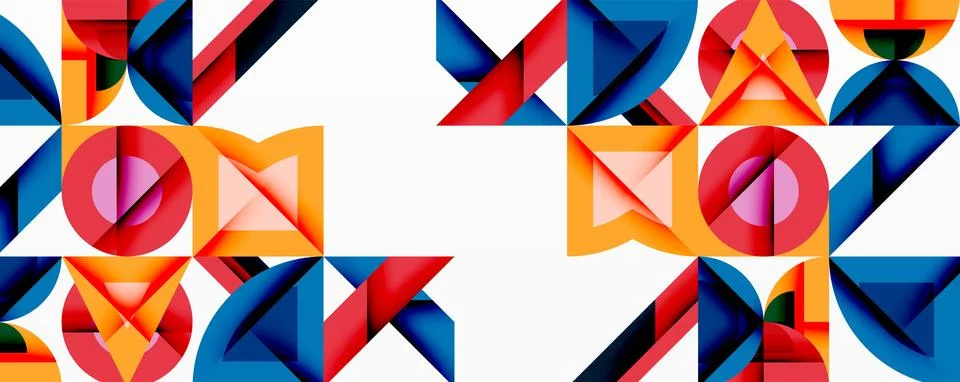 Minimal geometric abstract background. Circle square and triangle design Illustrazione stock