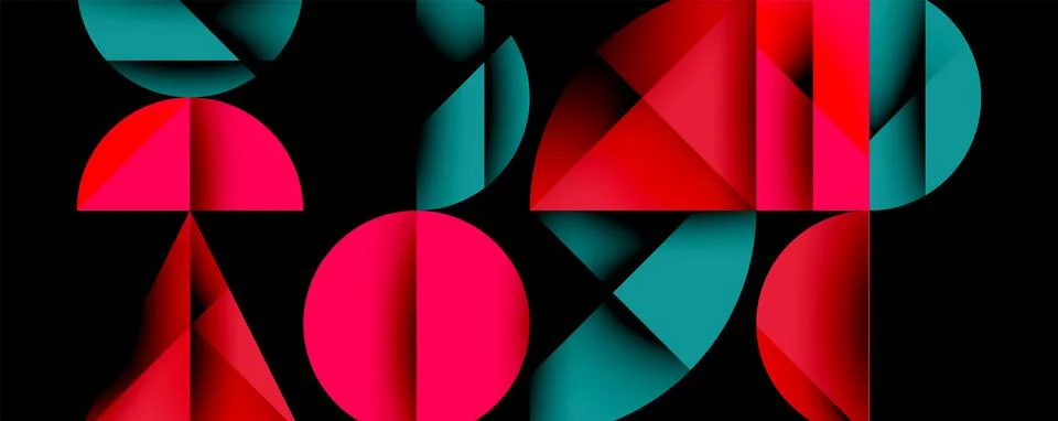 Minimal geometric abstract background. Circle square and triangle design Illustrazione stock