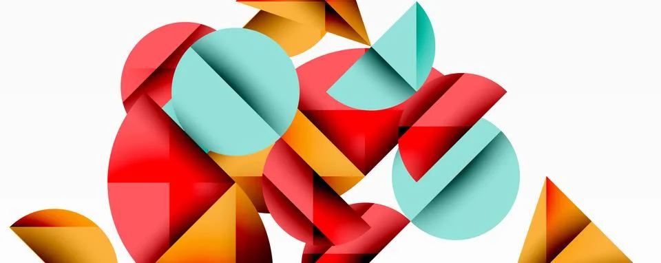 Minimal geometric abstract background. Circle square and triangle design Stock Illustration
