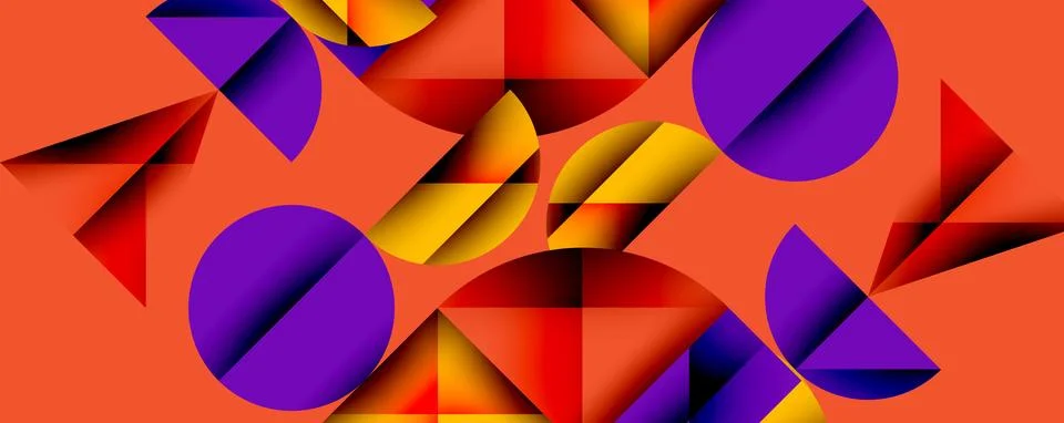 Minimal geometric abstract background. Circle square and triangle design Stock Illustration