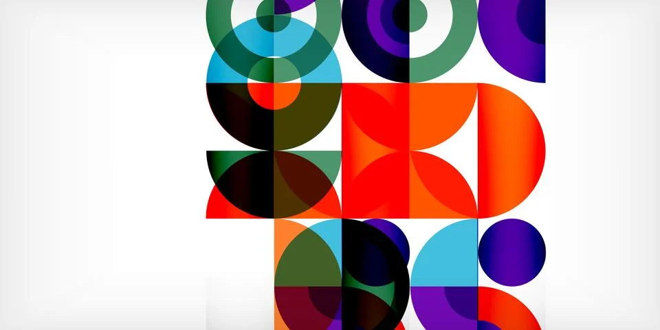 Minimal geometric abstract background. Circle square and triangle design. Trendy Stock Illustration