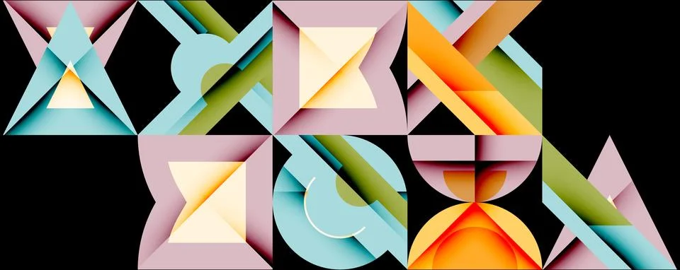 Minimal geometric abstract background. Circle square and triangle design 스톡 일러스트