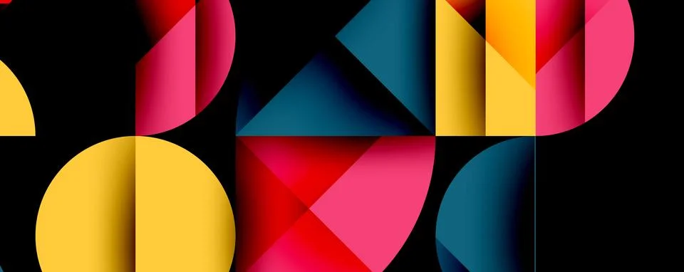 Minimal geometric abstract background. Circle square and triangle design Illustrazione stock