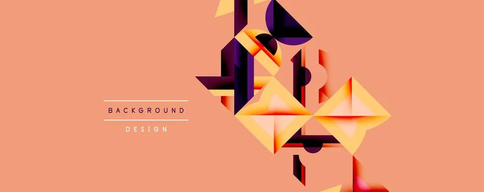 Minimal geometric abstract background. Circle square and triangle design Illustrazione stock
