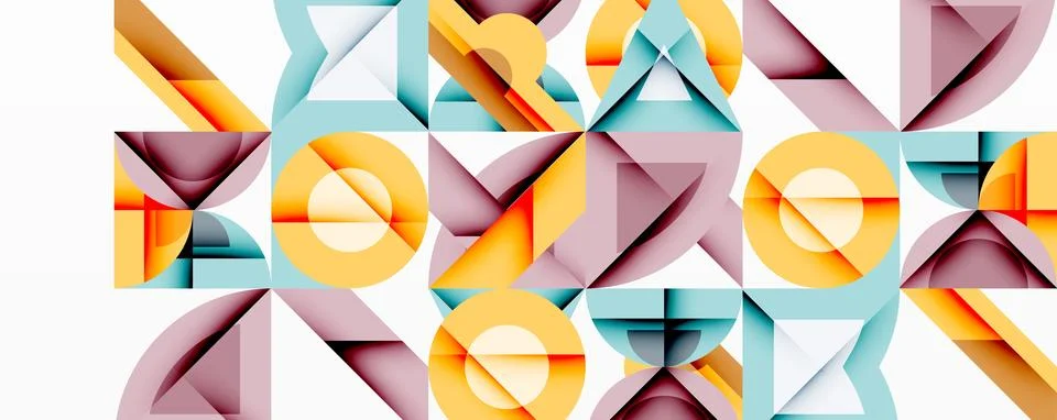 Minimal geometric abstract background. Circle square and triangle design Illustrazione stock