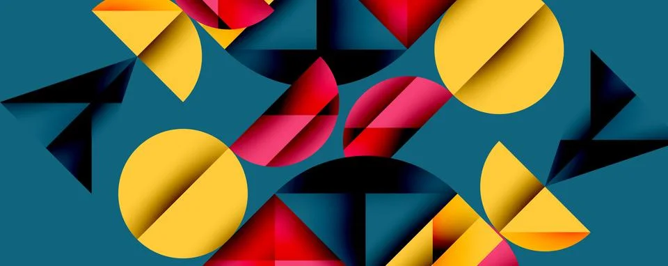 Minimal geometric abstract background. Circle square and triangle design Illustrazione stock