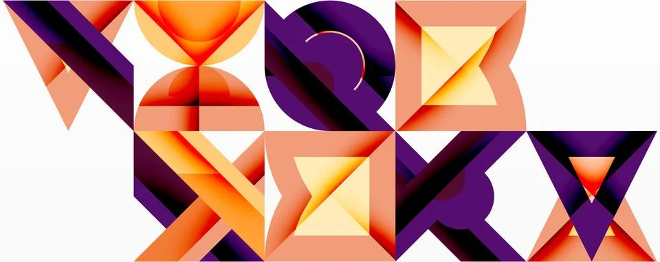 Minimal geometric abstract background. Circle square and triangle design Illustrazione stock