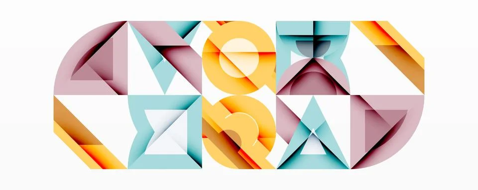 Minimal geometric abstract background. Circle square and triangle design Stock Illustration