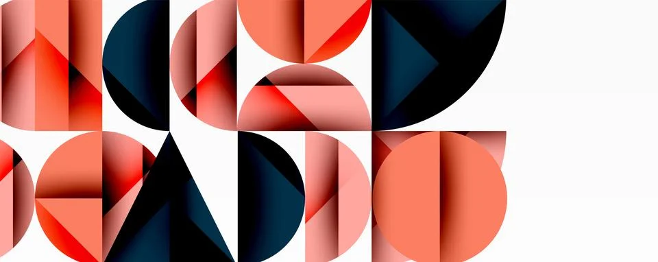Minimal geometric abstract background. Circle square and triangle design Illustrazione stock