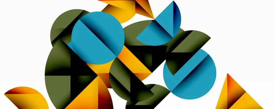 Minimal geometric abstract background. Circle square and triangle design Illustrazione stock