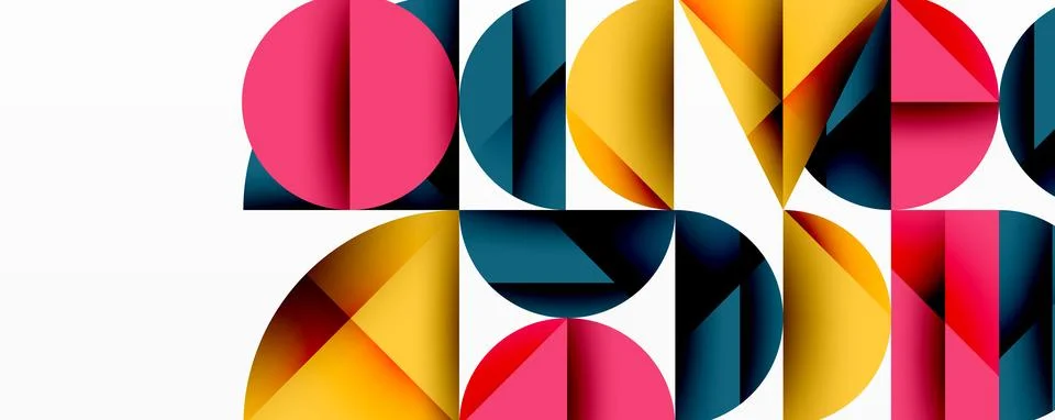 Minimal geometric abstract background. Circle square and triangle design 스톡 일러스트