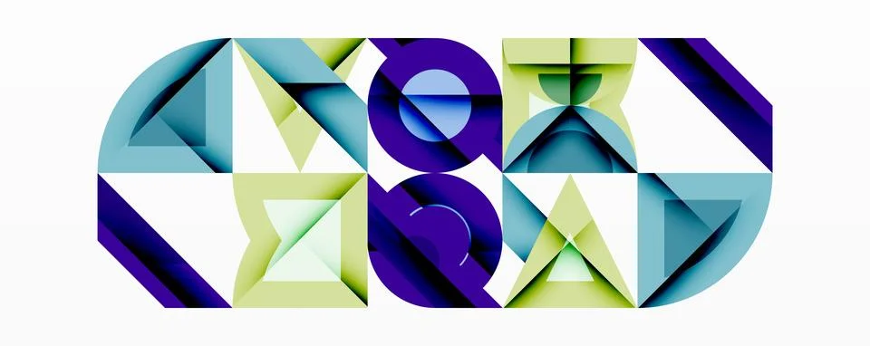 Minimal geometric abstract background. Circle square and triangle design Stock Illustration