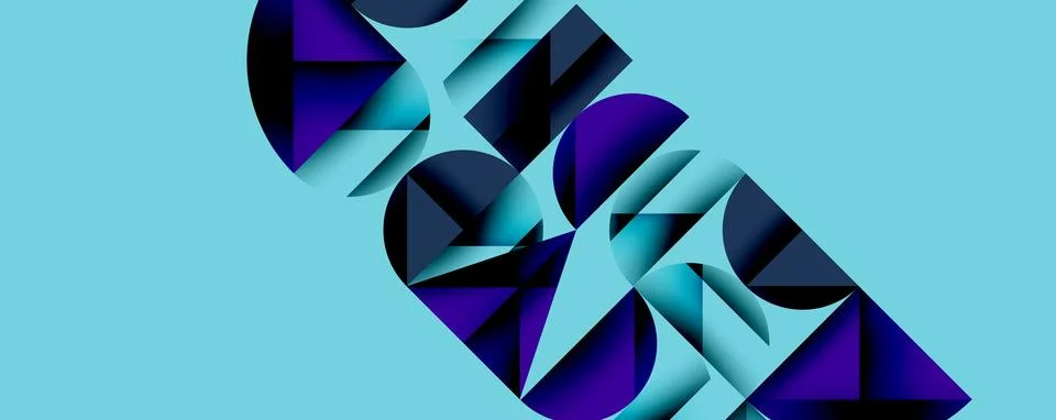 Minimal geometric abstract background. Circle square and triangle design Illustrazione stock