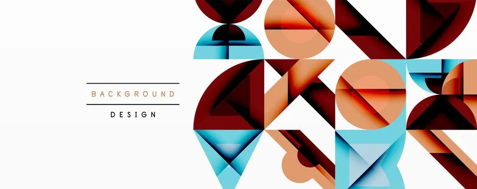 Minimal geometric abstract background. Circle square and triangle design Stock Illustration