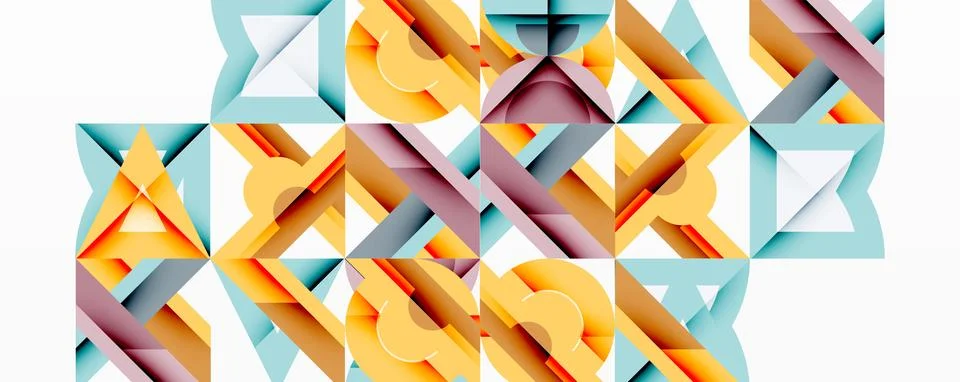Minimal geometric abstract background. Circle square and triangle design Stock Illustration