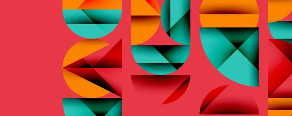 Minimal geometric abstract background. Circle square and triangle design Illustrazione stock