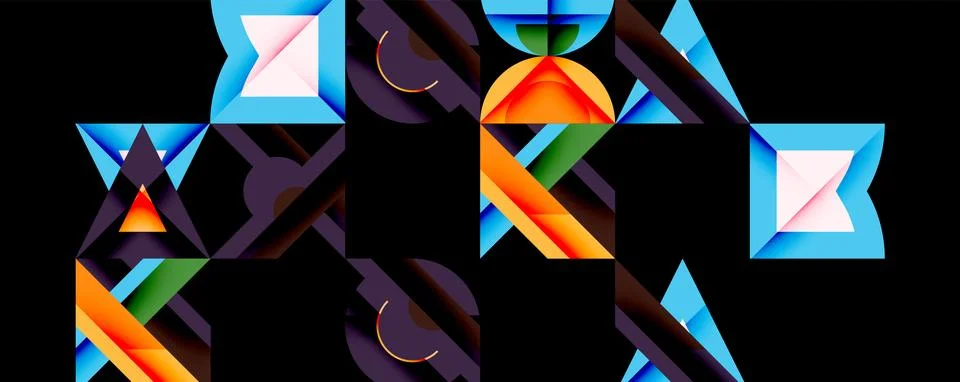 Minimal geometric abstract background. Circle square and triangle design Illustrazione stock