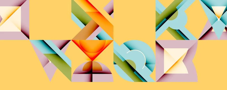 Minimal geometric abstract background. Circle square and triangle design Illustrazione stock