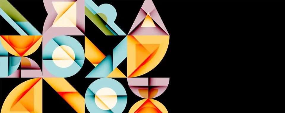 Minimal geometric abstract background. Circle square and triangle design Illustrazione stock