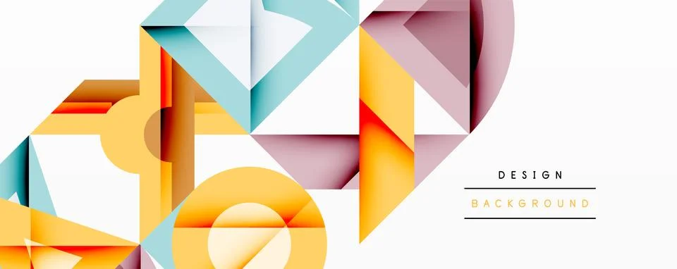 Minimal geometric abstract background. Circle square and triangle design Illustrazione stock