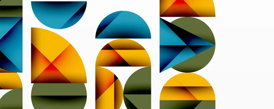 Minimal geometric abstract background. Circle square and triangle design Stock Illustration