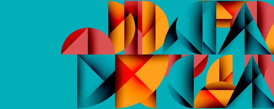 Minimal geometric abstract background. Circle square and triangle design Illustrazione stock
