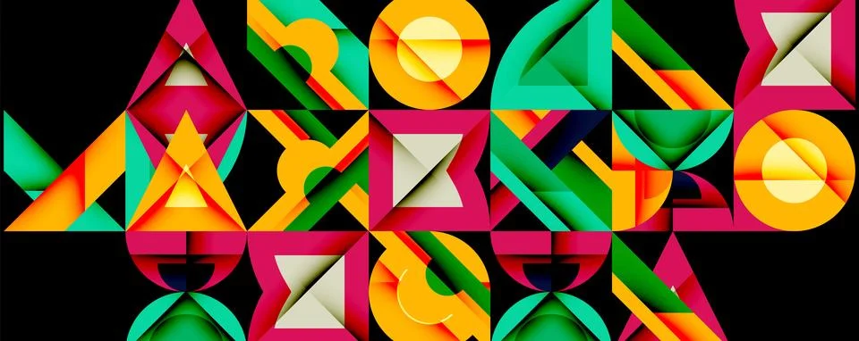 Minimal geometric abstract background. Circle square and triangle design Stock Illustration