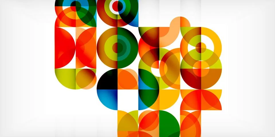 Minimal geometric abstract background. Circle square and triangle design. Trendy Stock Illustration