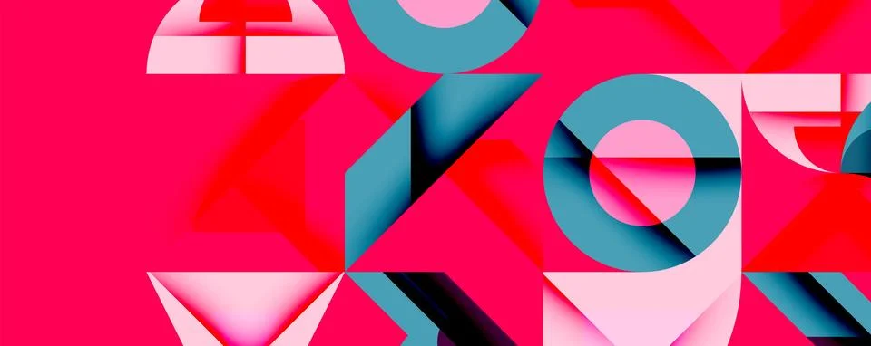 Minimal geometric abstract background. Circle square and triangle design Illustrazione stock