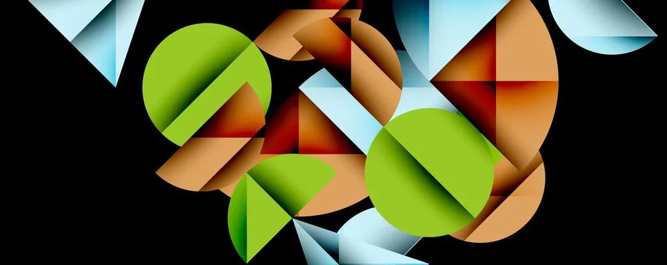 Minimal geometric abstract background. Circle square and triangle design Illustrazione stock