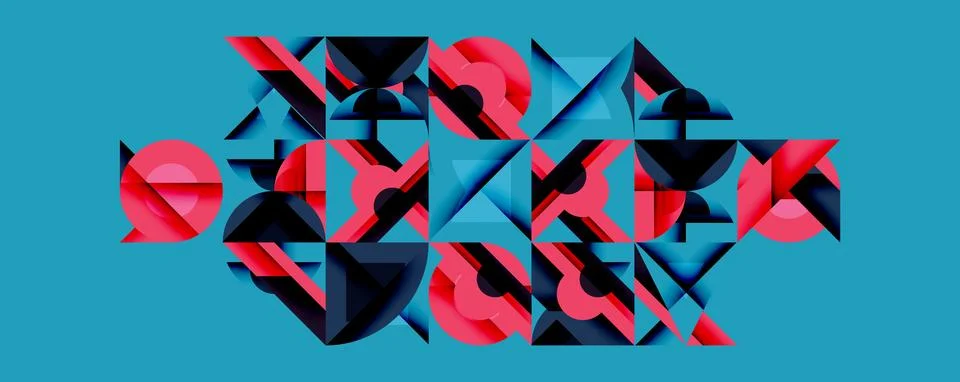 Minimal geometric abstract background. Circle square and triangle design Illustrazione stock