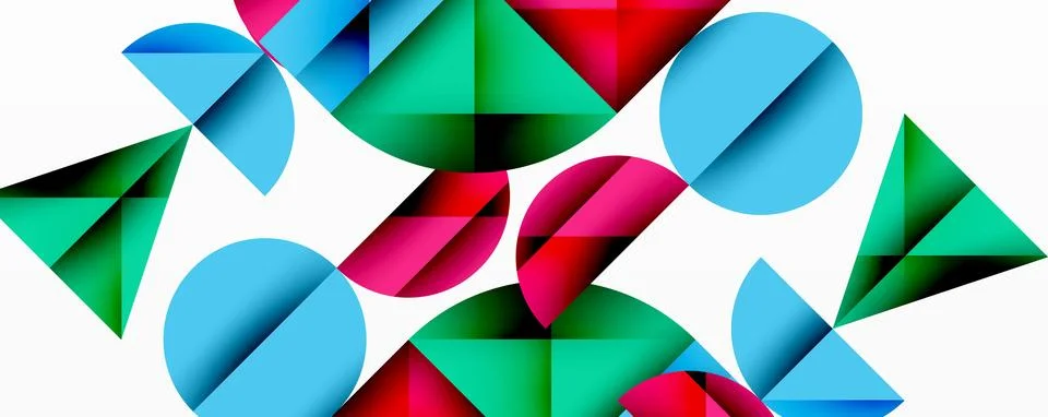 Minimal geometric abstract background. Circle square and triangle design Stock Illustration