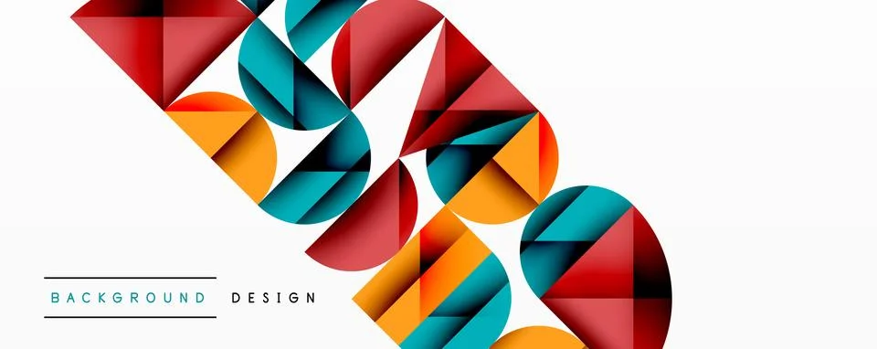 Minimal geometric abstract background. Circle square and triangle design Stock Illustration