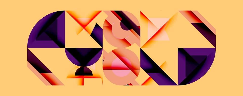 Minimal geometric abstract background. Circle square and triangle design Stock Illustration