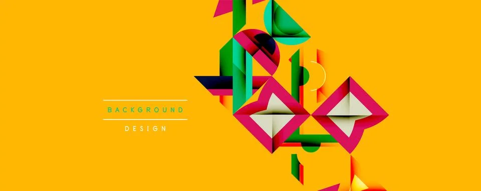 Minimal geometric abstract background. Circle square and triangle design Illustrazione stock