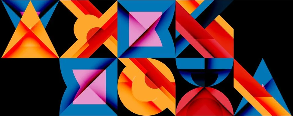 Minimal geometric abstract background. Circle square and triangle design Illustrazione stock