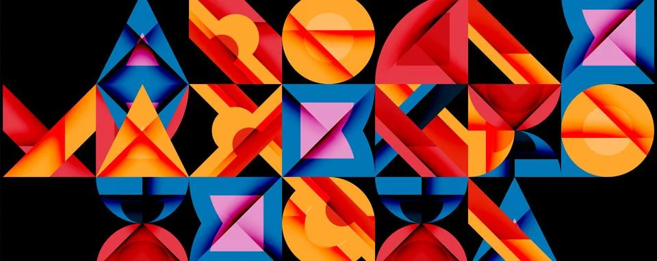 Minimal geometric abstract background. Circle square and triangle design Illustrazione stock