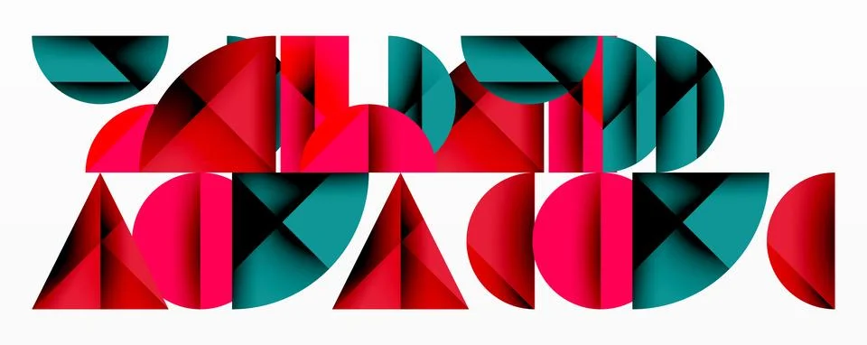 Minimal geometric abstract background. Circle square and triangle design Illustrazione stock