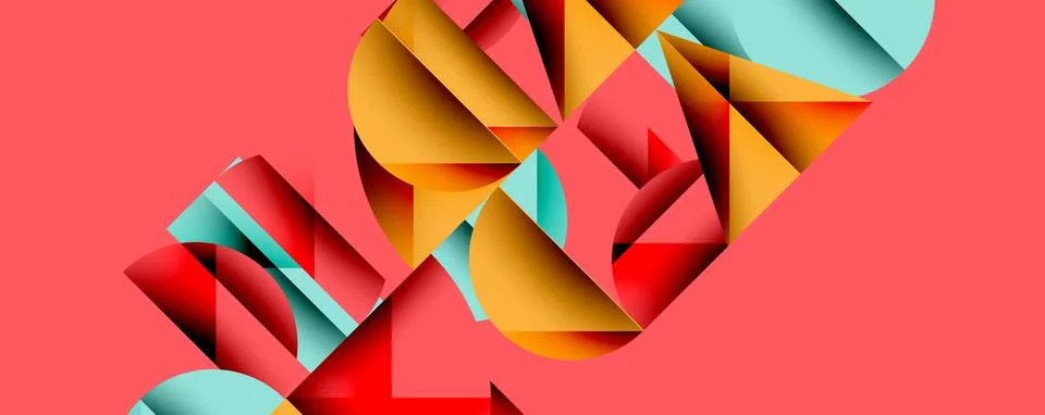 Minimal geometric abstract background. Circle square and triangle design Stock Illustration