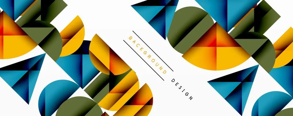 Minimal geometric abstract background. Circle square and triangle design Illustrazione stock