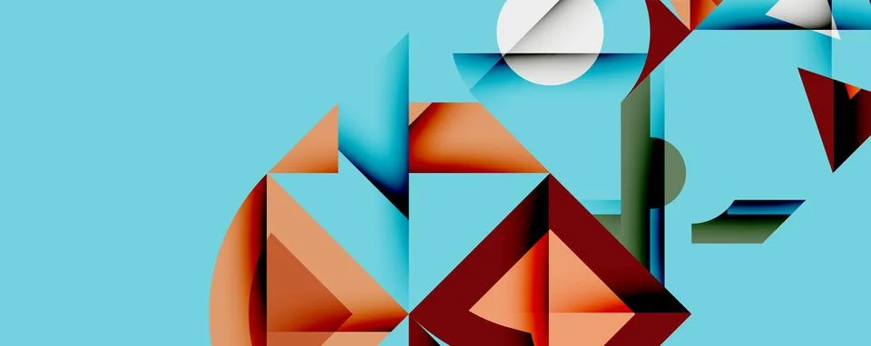 Minimal geometric abstract background. Circle square and triangle design Illustrazione stock