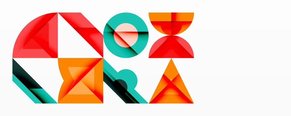 Minimal geometric abstract background. Circle square and triangle design Stock Illustration
