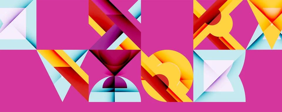Minimal geometric abstract background. Circle square and triangle design Stock Illustration