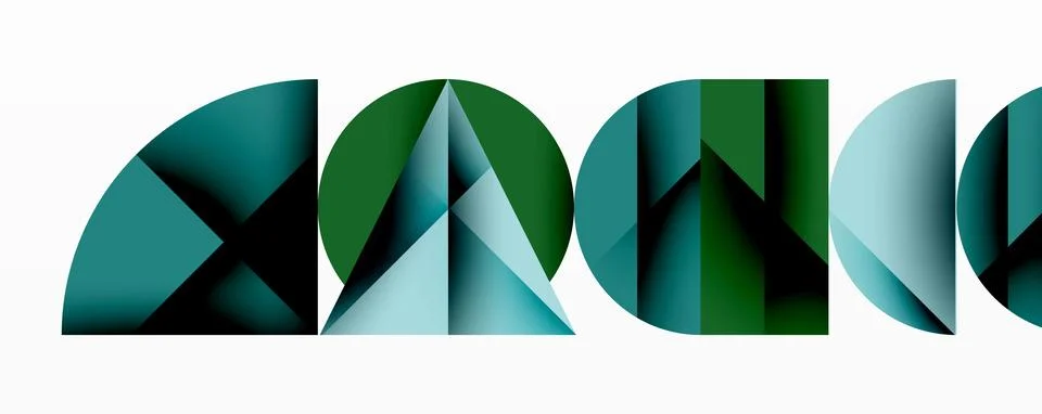 Minimal geometric abstract background. Circle square and triangle design Illustrazione stock