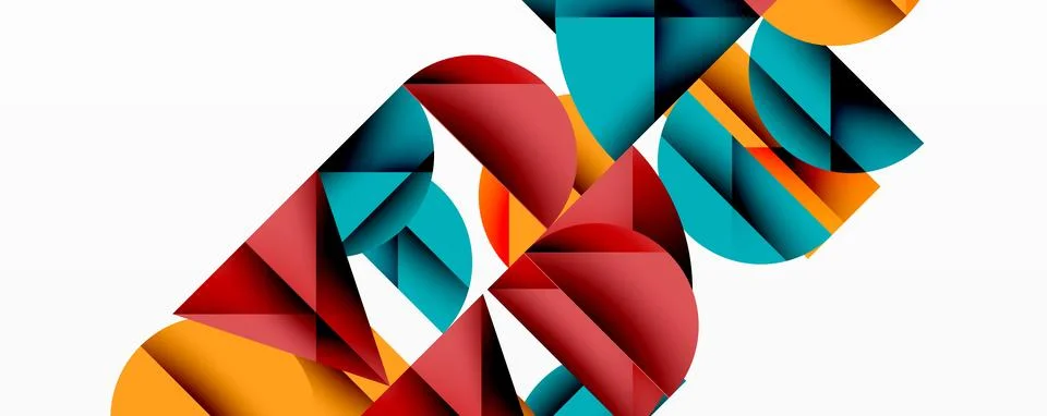 Minimal geometric abstract background. Circle square and triangle design Illustrazione stock