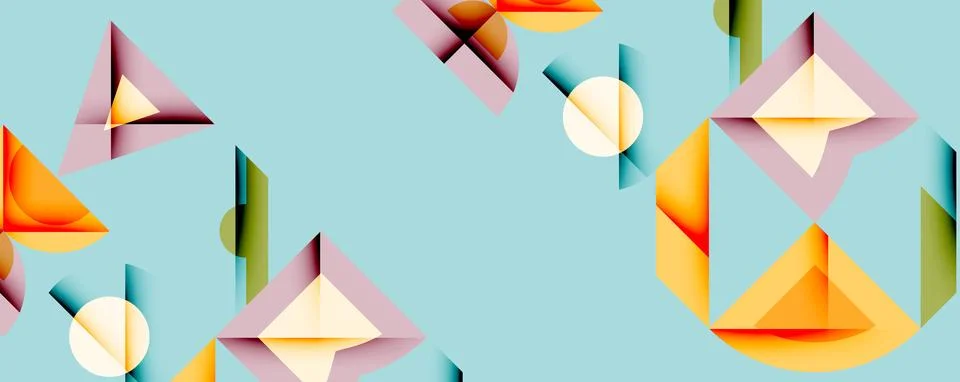 Minimal geometric abstract background. Circle square and triangle design Illustrazione stock