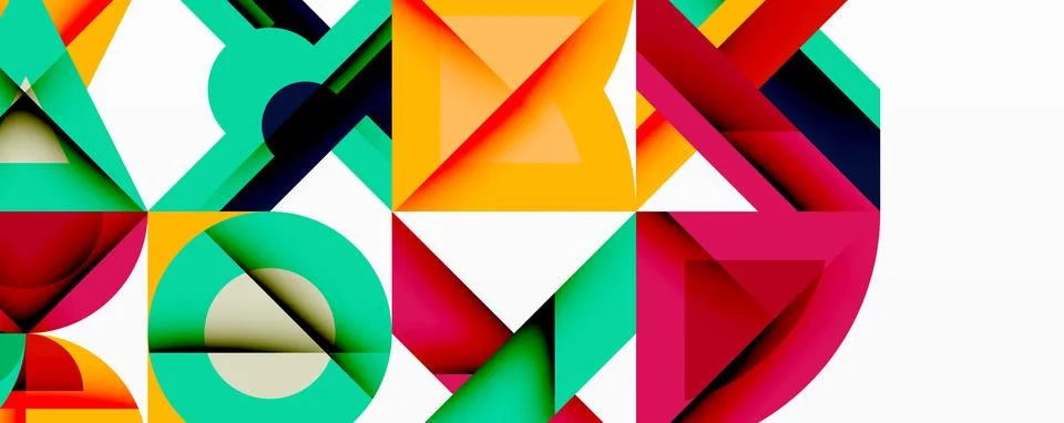 Minimal geometric abstract background. Circle square and triangle design Stock Illustration